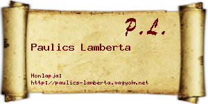 Paulics Lamberta névjegykártya